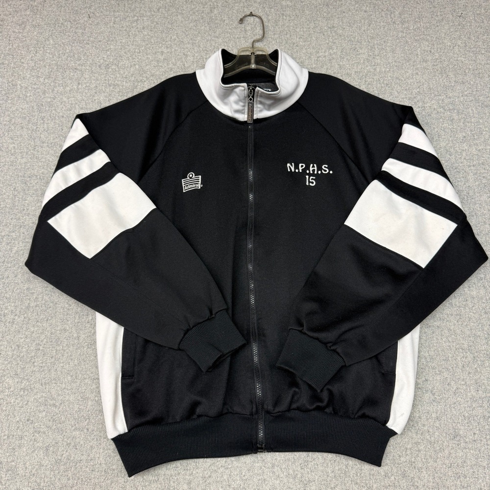 Admiral | Track Jacket | XL | Black White | N.P.H.S. 15 Full Zip Varsity Sporty
